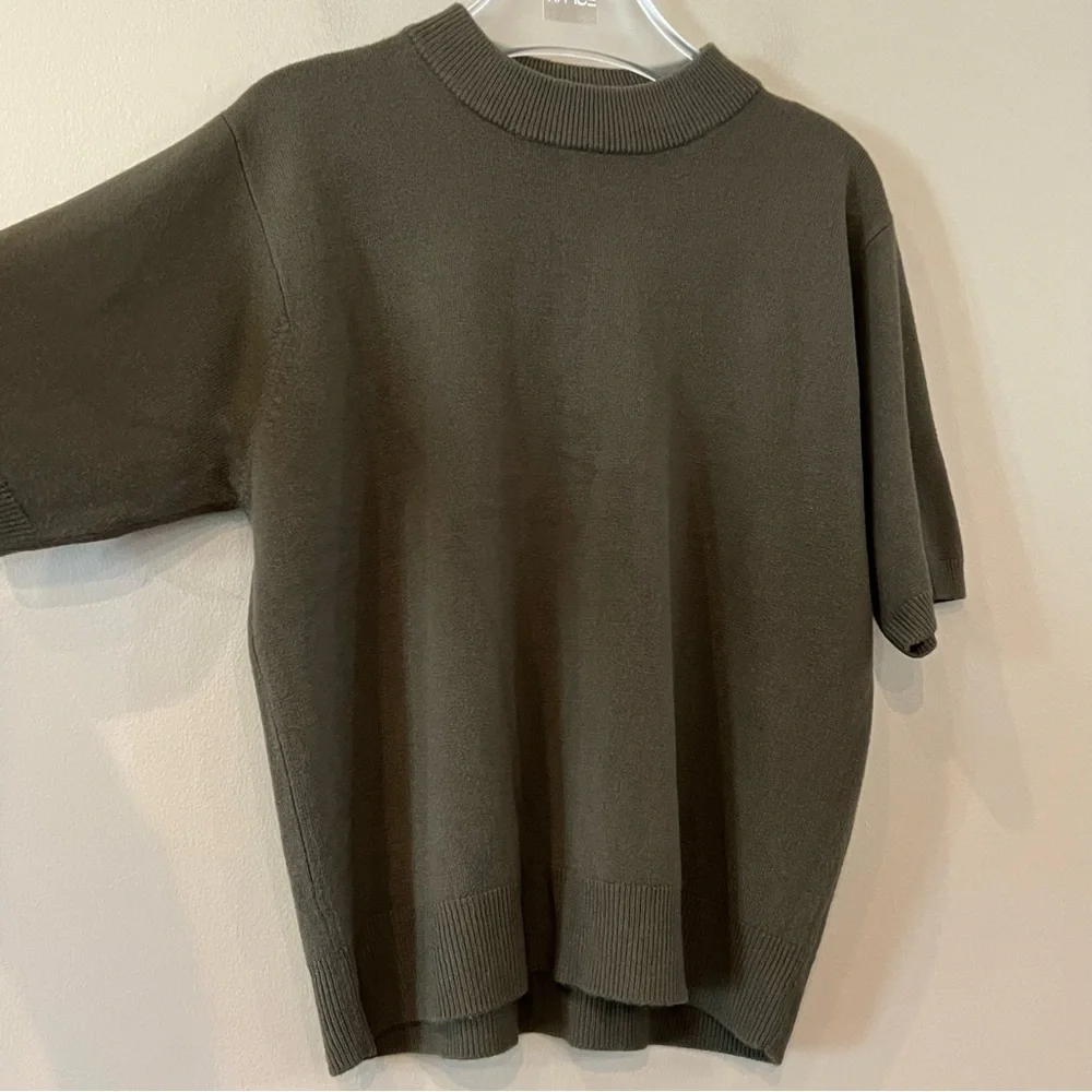 2 VTG Fall Sweater Sz L Sag Harbor Petite JAC Olive Rust Mock‎ Neck Asymmetric